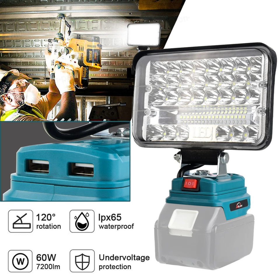 48W Für Makita Li-ion Akku LED Arbeitsleuchte 18V Strahler Licht Taschenlampe - Bild 2 von 4