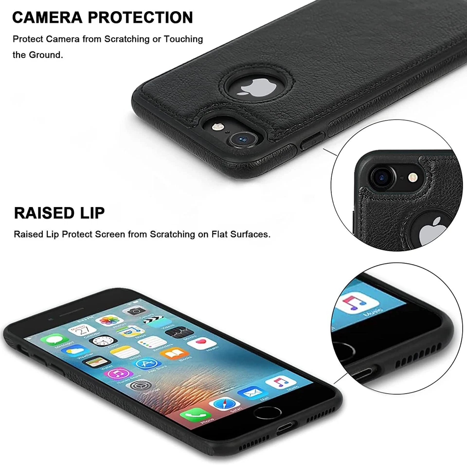Funda delgada de cuero a prueba de golpes para Apple iPhone 7 7s 8 Plus SE 2º 3º 2022 Foto 3 de 4