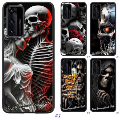 Personalised Text Phone Case for Huawei Nova 3e/3i/5T Series - Skull Design