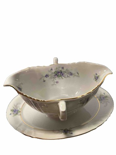 Johann Haviland Walderdof Vintage Violet Gravy Boat with Attached Underplate - Picture 7 of 7