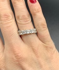 Princess Cut Cubic Zirconia Eternity Band Ring Size 5.5 Sterling Silver