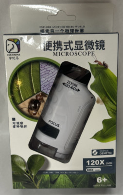 XUEYOUMA Kids Pocket Microscope   120X Zoom   New & Sealed   STEM Learning Toy