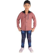 Boys' Denim Hooded Full Shirt and Denim Jeans Pant Clothing Sets Party Wear Set