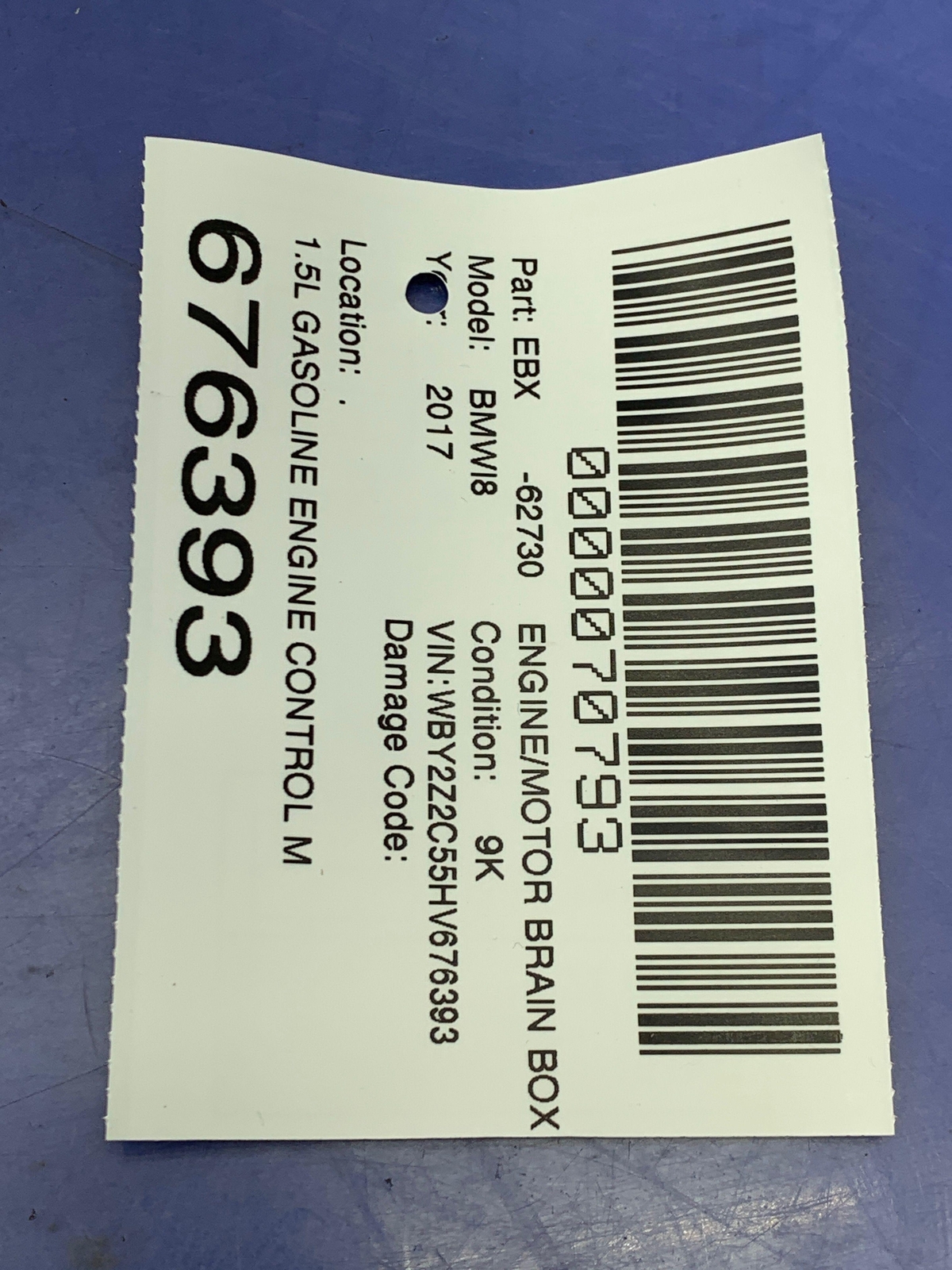 2014 - 2020 BMW I8 OEM 1.5L GASOLINE ENGINE CONTROL MODULE ECU 8691834001
