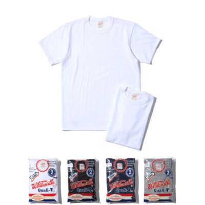 WHITESVILLE 2-PACK T-SHIRT - White, Black, Navy, Gray [ WV73544 ] Made in Japan