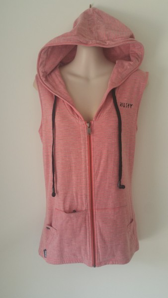 SIZE 10 RUSTY LADIES SLEEVELESS ZIP HOODIE HB3 TECH EARPHONES & AUX CORD JACKET