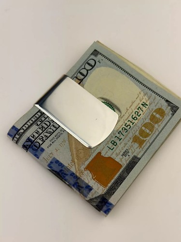 925 Sterling Silver Money Clip Made in Italy Unisex Gift - Picture 4 of 4