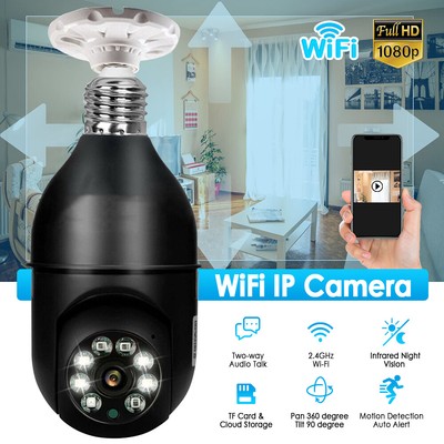 360°1080P E27 Light Bulb IP Camera Wi-Fi IR Night Smart Home Wireless Security