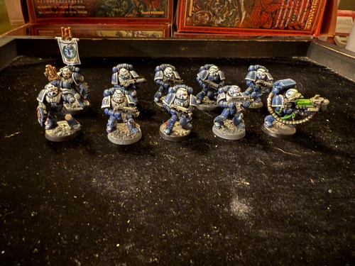 Games Workshop Warhammer 40K Space Marines Lot A Plastic PRO Painted Squad