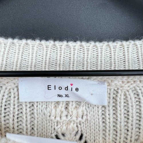 NUOVO maglione girocollo maglia Elodie pointelle classico pullover neutro panna XL - Foto 5 di 9