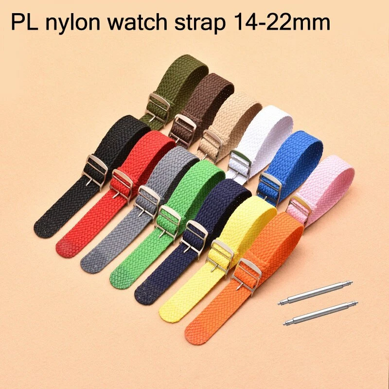 Long Strap PL Nylon Watch Band Bracelet 14mm 16 18mm 20mm 22mm Weave Wrist Strap - Image 2 of 4