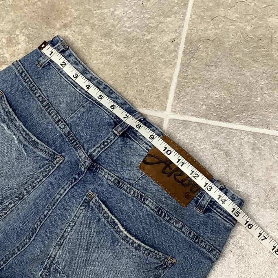 Pantalones de mezclilla para hombre Akoo talla 36 pintura envejecida blanqueador salpicaduras bolsillos de diseñador Foto 3 de 4