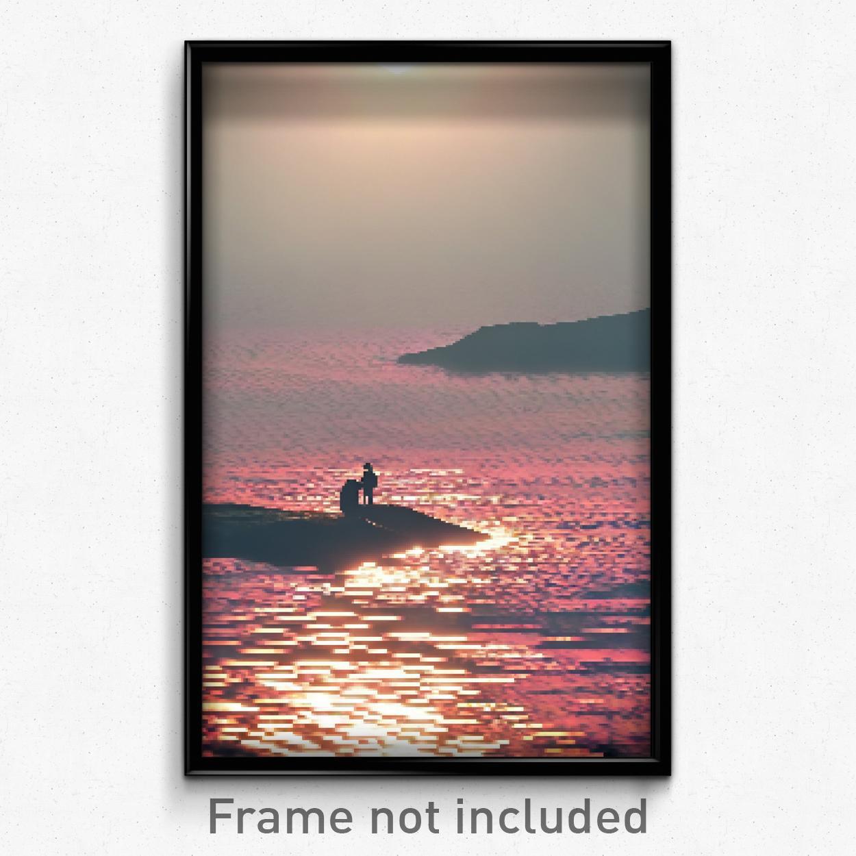 Pixel Art Poster - Lonely Shoals (8 Bit Psychedelic Trippy Video Game Print)