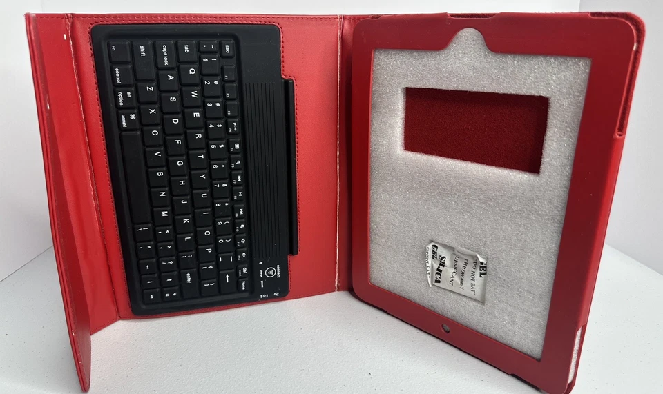 Brookstone Rojo TECLADO BLUETOOTH TECH-GRIP FUNDA PARA 12 TABLET o IPAD ¡Sin probar! Foto 3 de 4