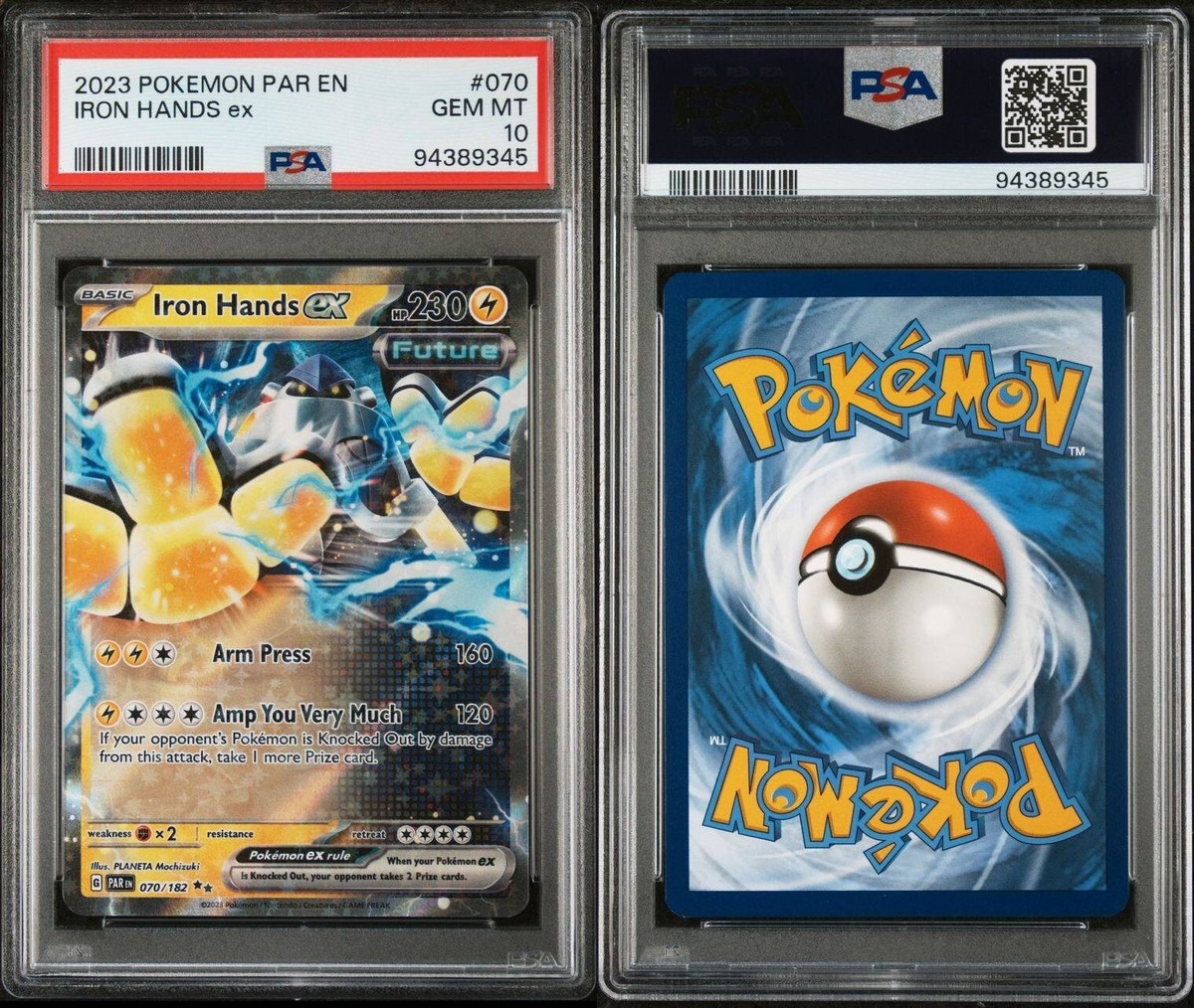 GEM MINT PSA 10 Pokémon TCG Iron Hands ex Paradox Rift 070/182