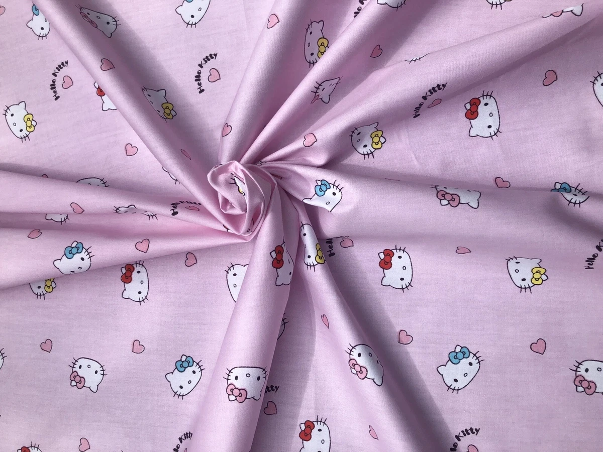 63 Wide Cute Pink Hello Kitty Cotton Fabric. Small Print.Great