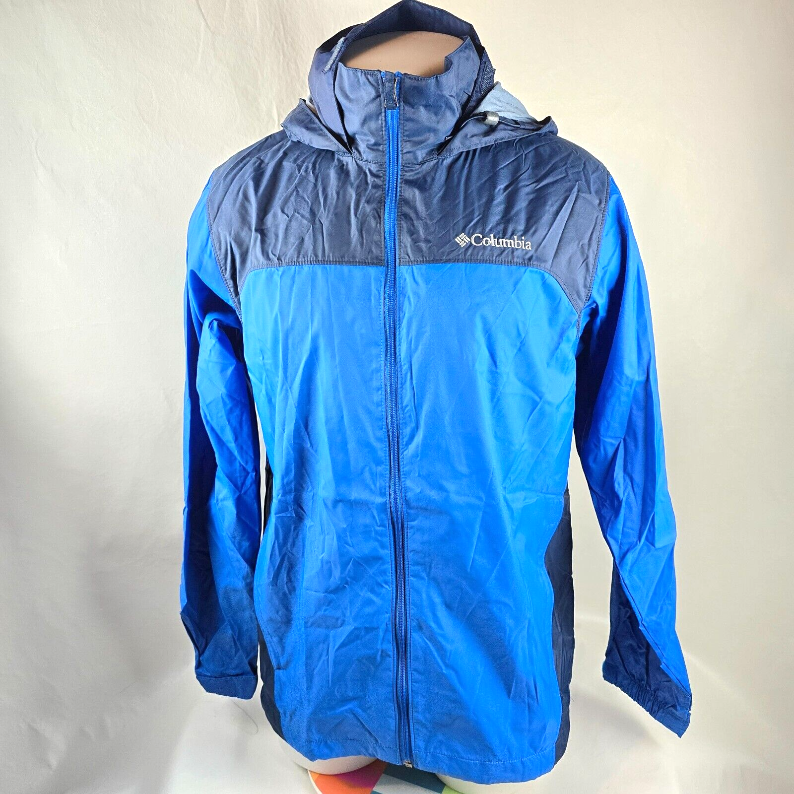 Columbia Men's Small Blue Glennaker Lake II Windbreaker Rain Jacket with Hood