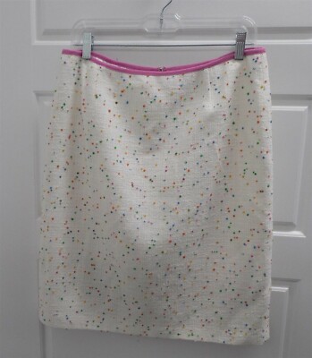 David Meister USA White Confetti Cotton Blend Skirt sz 12