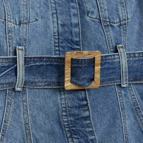 River Island Womens Jacket Blue Belted Denim Collared Outerwear Top UK Size 8 - Picture 4 of 7