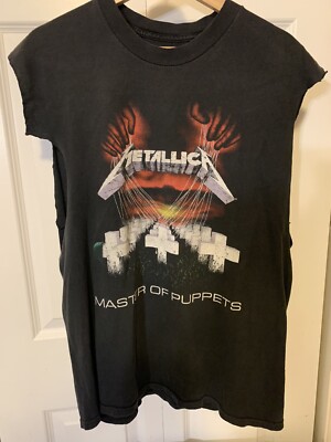Metallica Mens Sz XL T Shirt Black Master Of Puppets Music Rock Metal Distressed