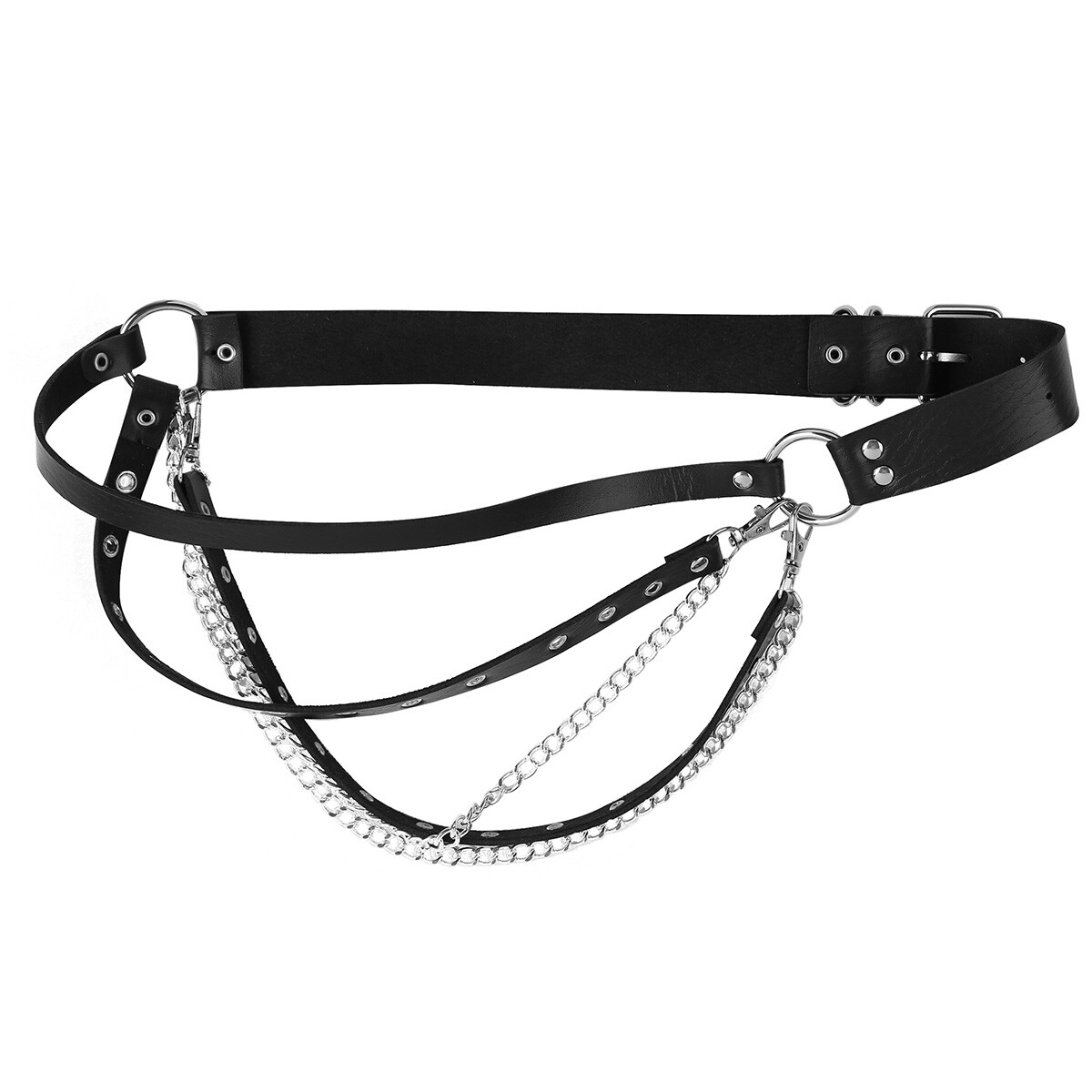 2632 Punk Leather Waist Chains Chest Harness Belt Gothic Garter Adjustable Amazon.com: Eigso Womens Goth Belt Leather Rock Punk Waist  main image 2