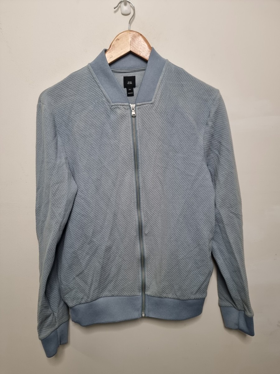 river island sweater mens size xs extra small blue full zip jumper