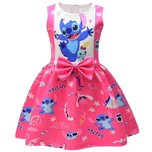 Lilo and Stitch Girls' Sleeveless Folded Bow A-line Dress for 3-10 Years Old - Picture 3 of 63
