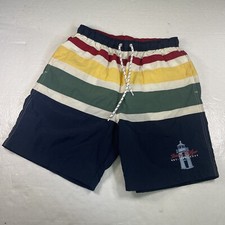 Vtg Tommy Hilfiger Medium Board Shorts Swim Trunks Color Block Red Blue Green