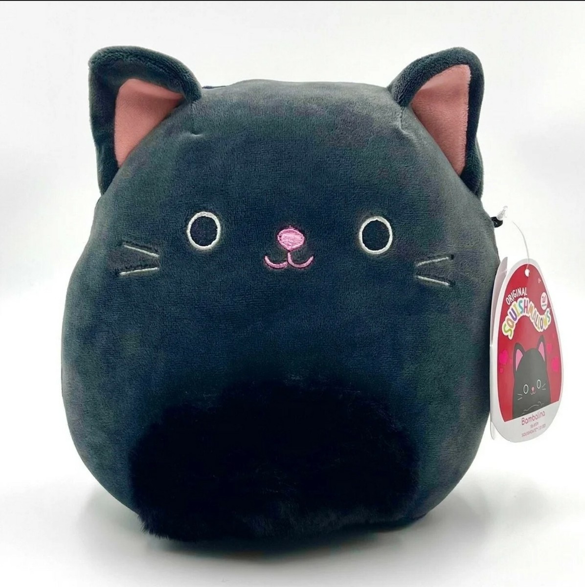 Squishmallow 8” Bambalina Black Kitty Cat Fuzzy Belly Kellytoy  