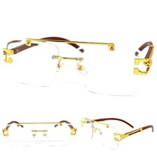 Mens CLASSY Elegant Sophisticated Modern Retro Clear Lens EYE GLASSES Gold Frame