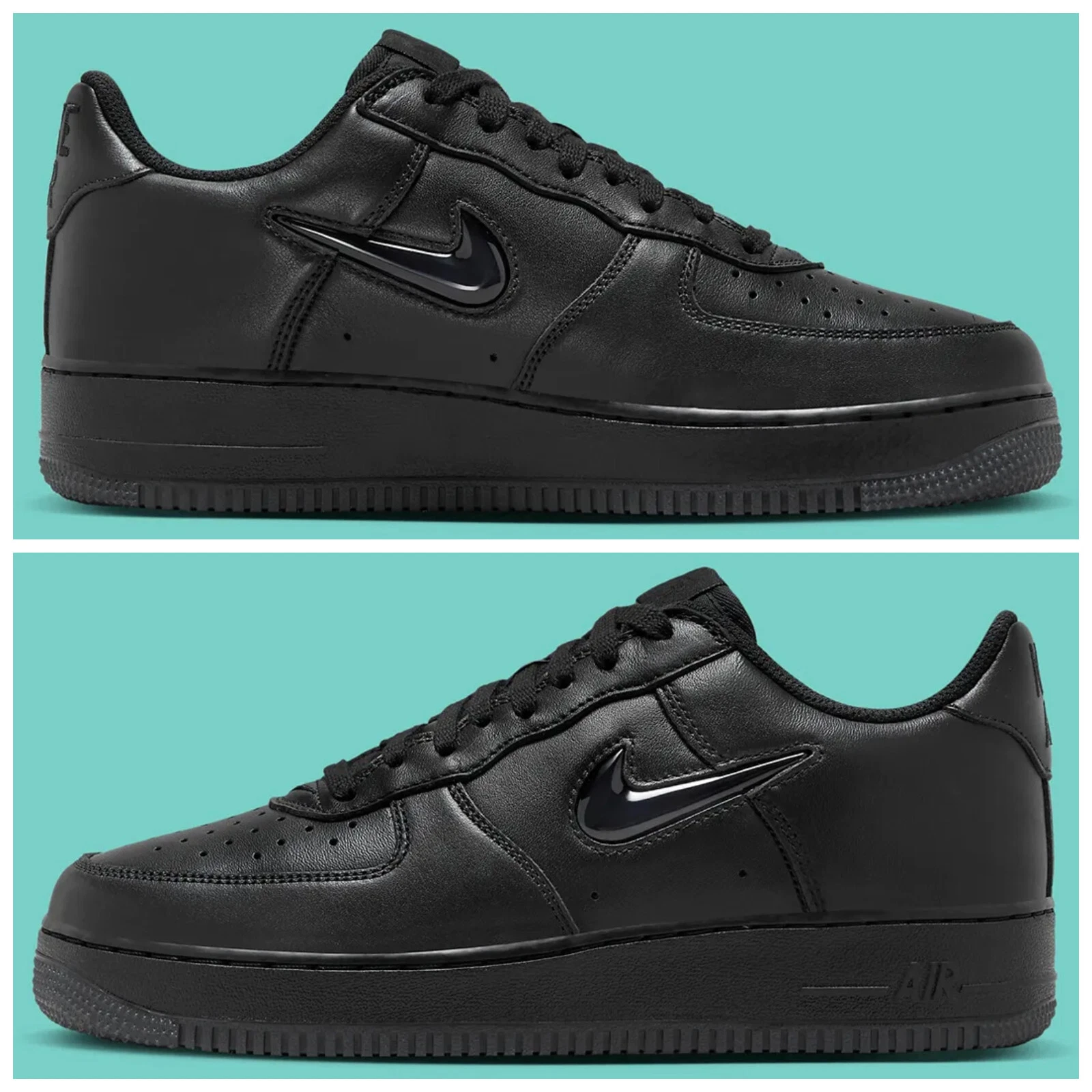 Nike Air Force 1 Mens Trainers Size 9 10 UK Triple Black Jewel Limited Edition