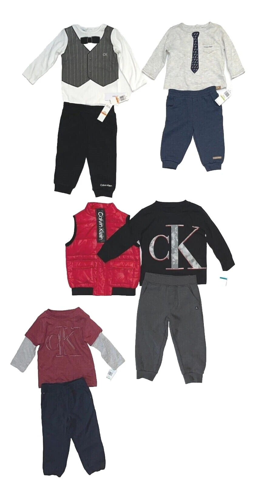 Calvin Klein Baby/Toddler Boy Pants Set; Long Sleeve Top & Joggers, Sz 3M-4T NWT