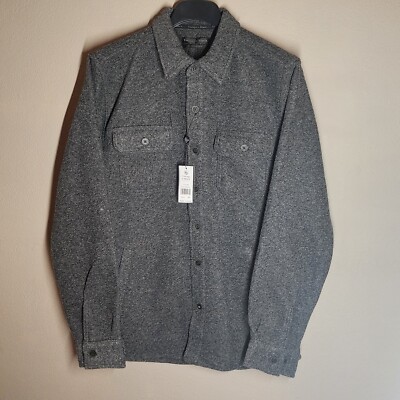 VINTAGE & BLACK Weatherproof Button Down Shacket Shirt Mens Mediu Gray MSRP $120