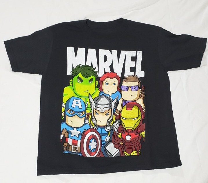 Marvel Avengers 5/6 Toddler Boys Black Tshirt , iron man, thor, captain hulk