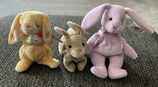 TY Beanie Babies Floppity, Nibbly And Grace Bunny Trio- Easter bunnies