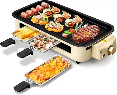 PUKOMC Electric Indoor Grill,2 in 1 Indoor Grill Non-stick 1500W