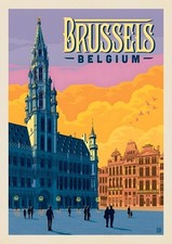 Brussels Belgium Vintage Travel Poster Print