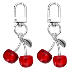 2Pcs Cherry Keychain Cute Handbag Accessories for Wallet Purse Red