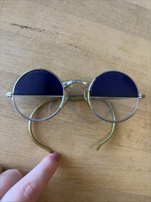 RARE Antique Cesco PR 6 Cobalt Blue Split Safety Glasses