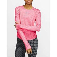 Nike Dri-Fit Women's Long-Sleeve Training Reflective Pink Running Top-Medium
