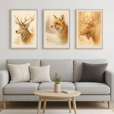 Animal Art Prints Set of 3 | Wildlife Poster Collection for Nature Home Decor