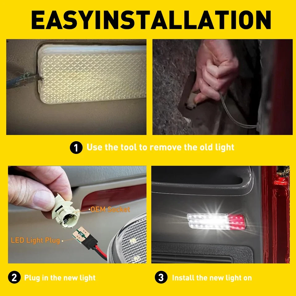 LED Panel Door Interior Courtesy Light Pair Lamp For 1992-1996 Ford F150 F250 2X - Image 3 of 4