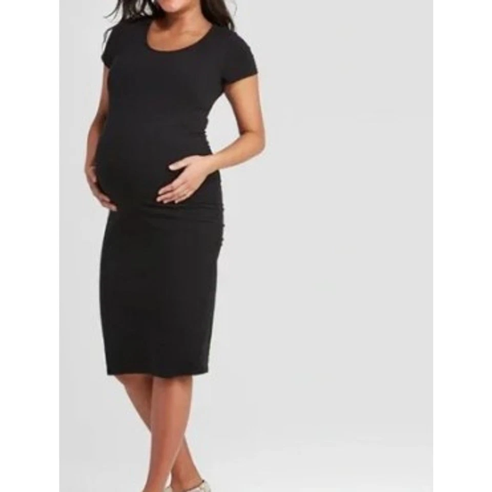 Isabel by Ingrid & Isabel Maternity Dress WMNS XS Black Short Sleeve Stretch - Image 3 of 4