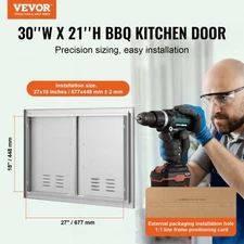 VEVOR BBQ Access Door, 30W x 21H Inch Double Outdoor Kitchen Door, Stainless Ste