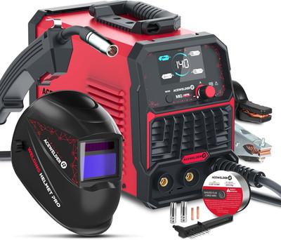 140A MIG Welder, 3 in 1 Flux Core, MIG/LIFT Tig/Stick Welding Machine 110V Porta