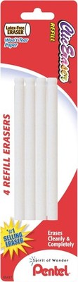 Pentel Refill Eraser for Clic Eraser, Pack of 4 4 Count (Pack 1), White 