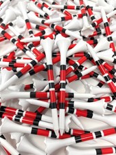 Bulk Wholesale Golf Tees 3 Plastic Golf Tees White w/ Red Stripes 100Ct