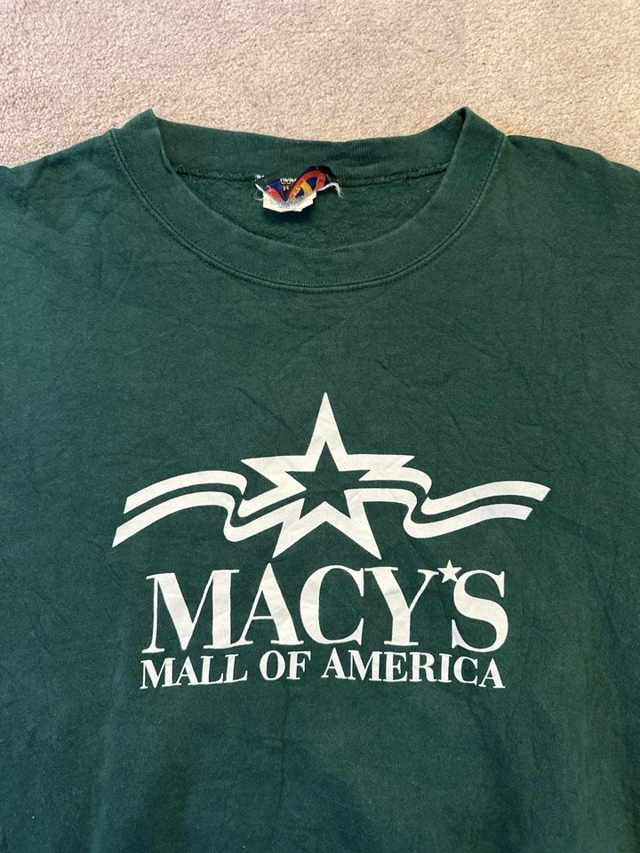 Sudadera Macy’s Mall of America Años 90 Verde Hecha en EE. UU. De Colección L XL 80s Y2K Foto 2 de 4