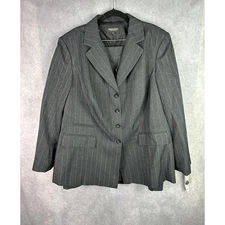 JOHN MEYER COLLECTION Womens 20W Gray Pinstripe Suit Skirt & Blazer Set