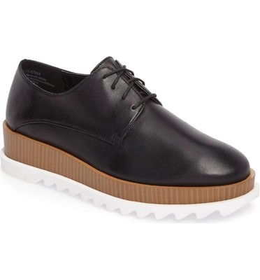Treasure & Bond Women s Black Leather Greer Noah Platform Lace Up Derby Shoes 7M